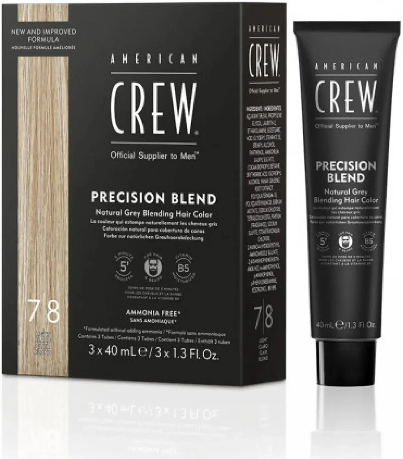 American Crew farby na vlasy a bradu Precision blend Hair Color 7-8, 3x40 ml