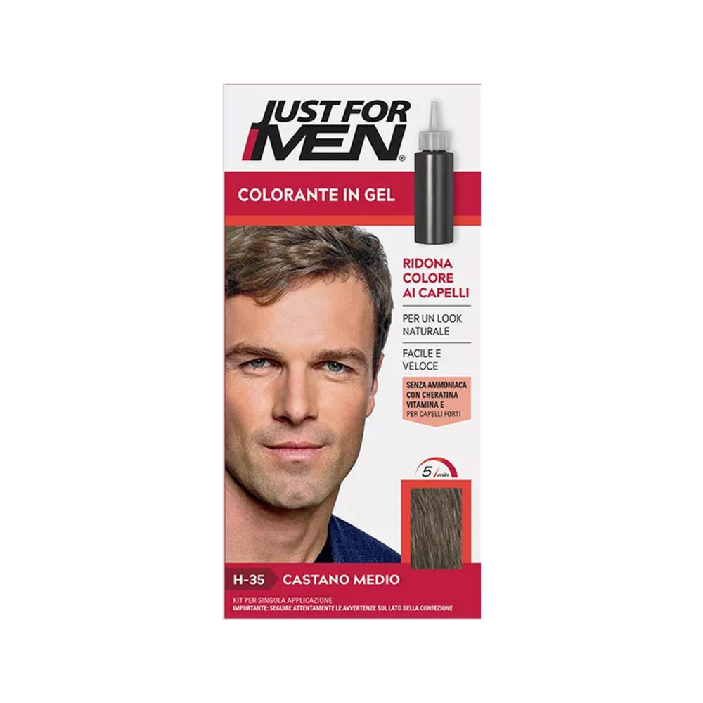Just For Men H-35 farba na vlasy pre mužov strednehnedá – krytie šedín