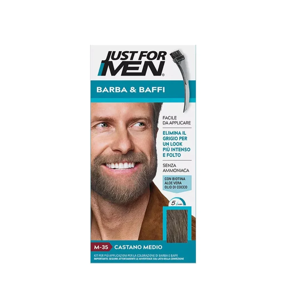Just For Men farba na bradu a fúzy M35 strednehnedá – krytie šedín 28g