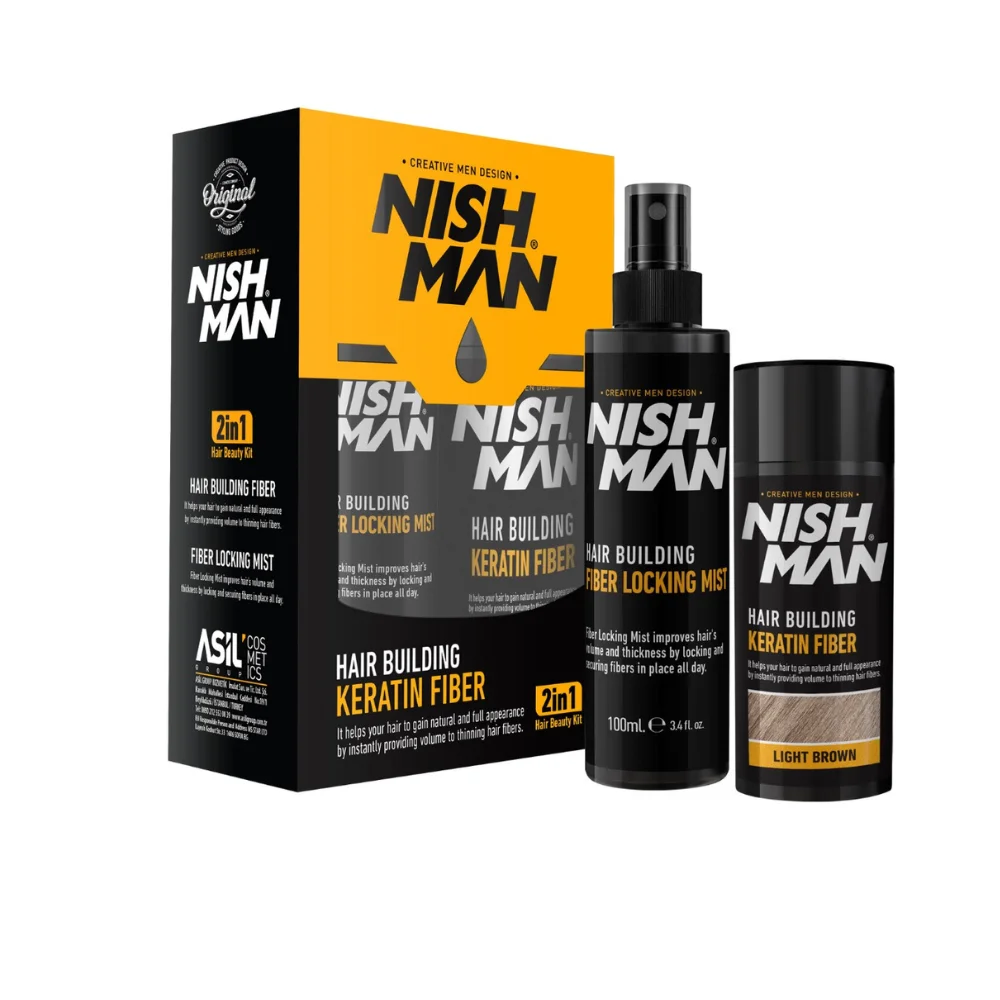 Nishman Sada Keratin Fiber+Locking Mist (Light Brown) 20gr +100 ml.